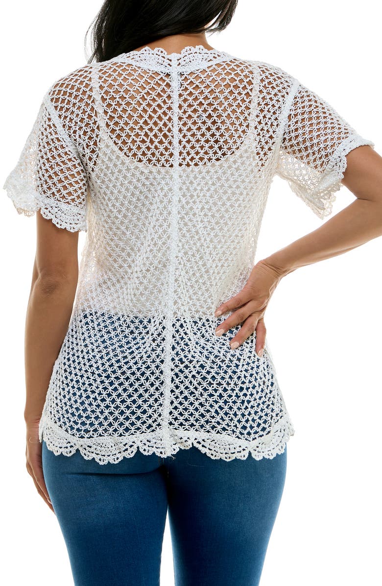 Nina Leonard Lace Scallop Edge Cardigan, Alternate, color, 