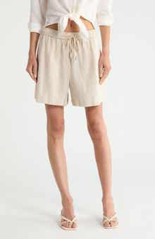 Linen Blend Drawstring Shorts