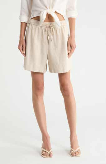 Linen Blend Drawstring Shorts