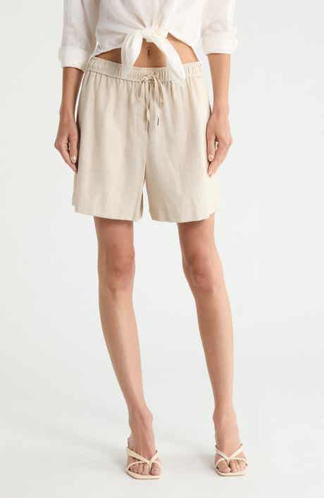 Linen Blend Drawstring Shorts