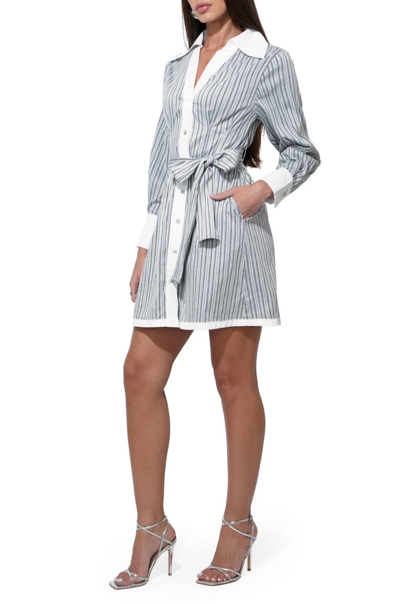 Adelyn Rae Sola Stripe Long Sleeve Minidress, Alternate, color, Grey