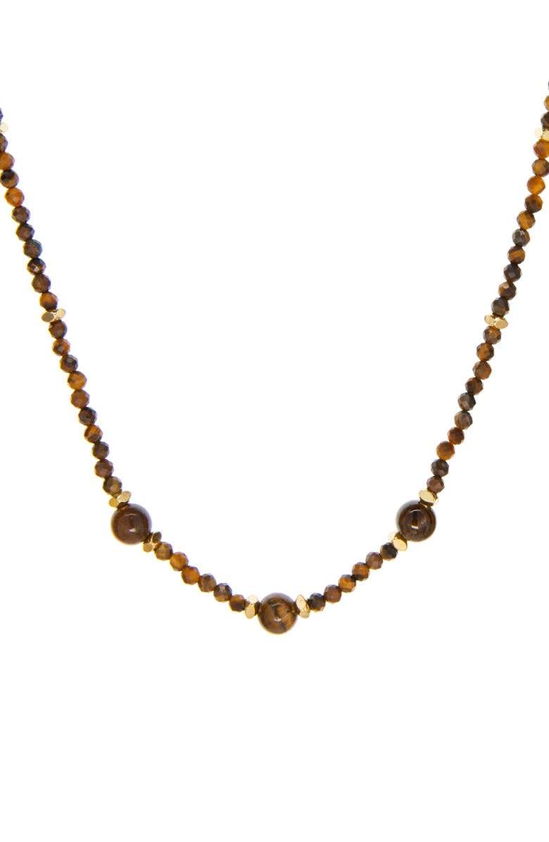 MARLYN SCHIFF Natural Stone Beaded Necklace, Main, color, Gold Tigers Eye