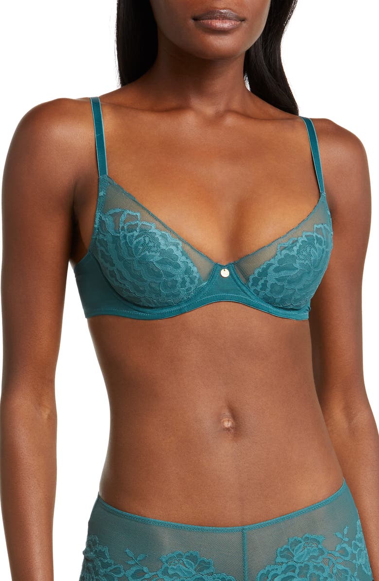 Natori Flora Underwire Contour Bra, Main, color, Alpine