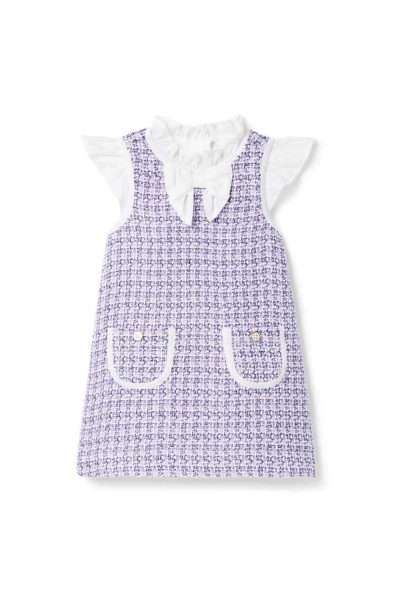 The Tweed Bow Dress, Main, color, Purple