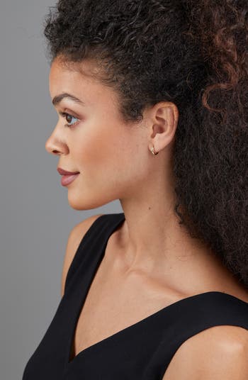 14K Gold Beveled Edge Huggie Hoop Earrings