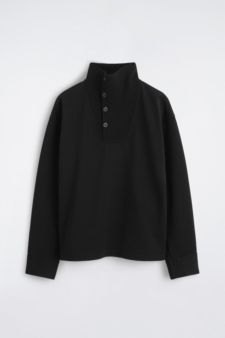 Wool-jersey Mock-neck Sweater, Alternate, color, BLACK