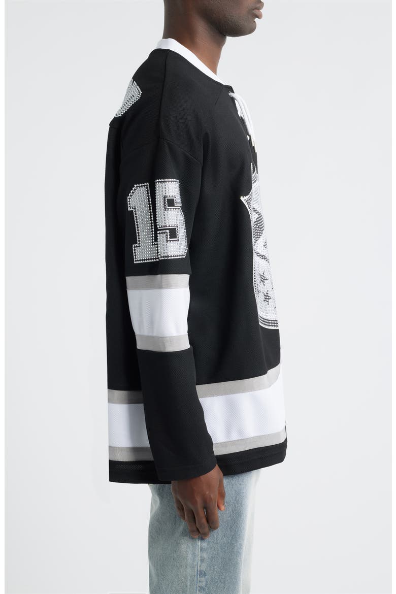 Team Loud Rhinestone Hockey Jersey, Alternate, color, BLACK