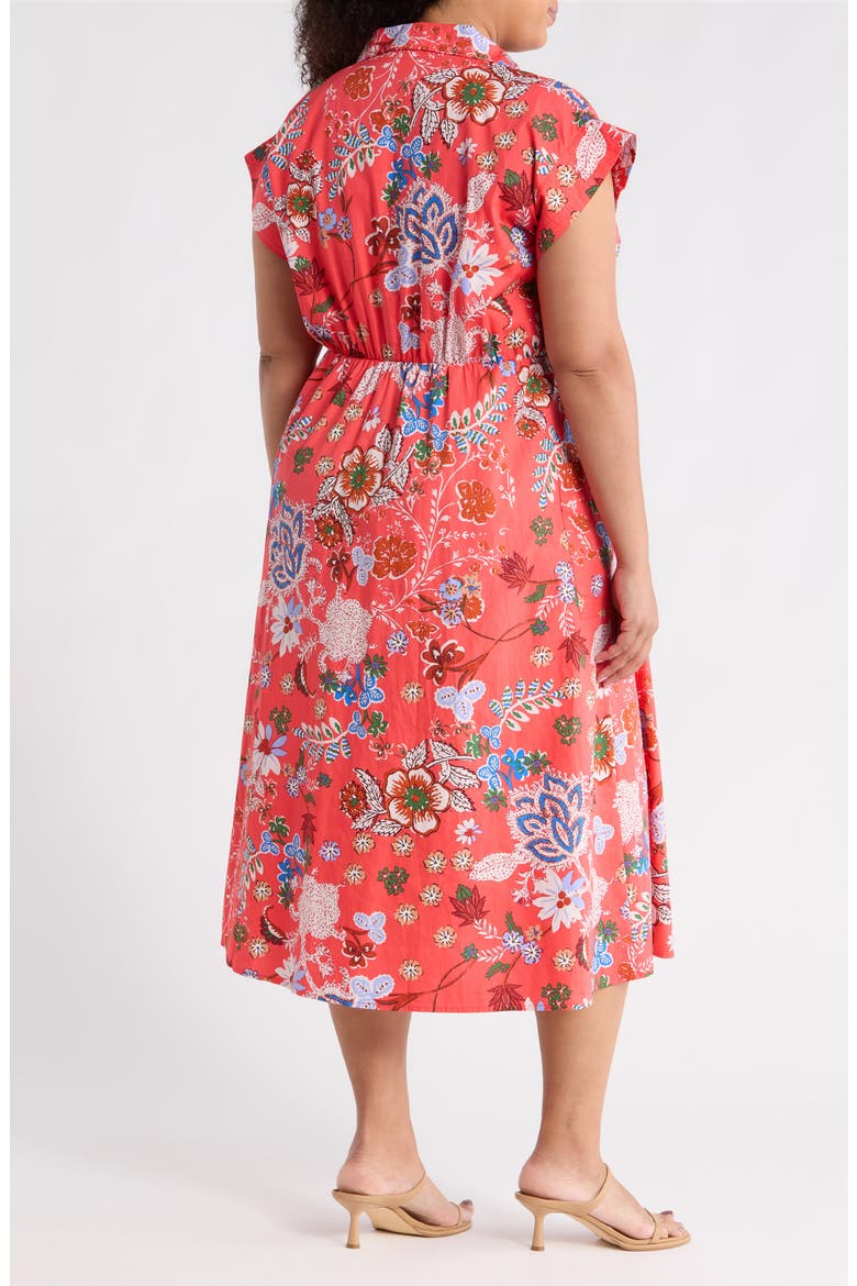 Oreanna Floral Print Midi Shirtdress, Alternate, color, CORAL-BLUE