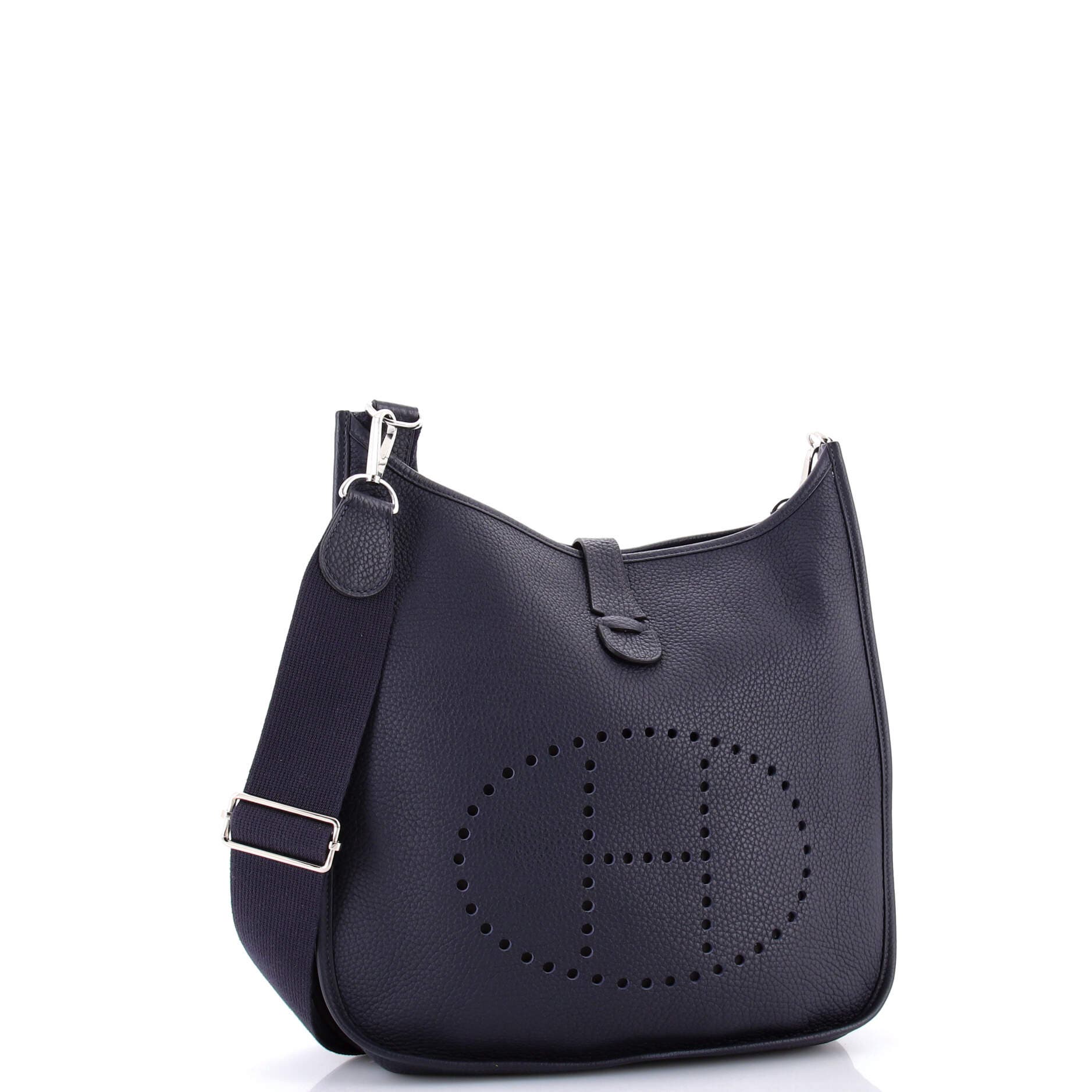 Pre-Owned Hermes Evelyne Bag Gen III Clemence GM, Alternate, color, Bleu Nuit