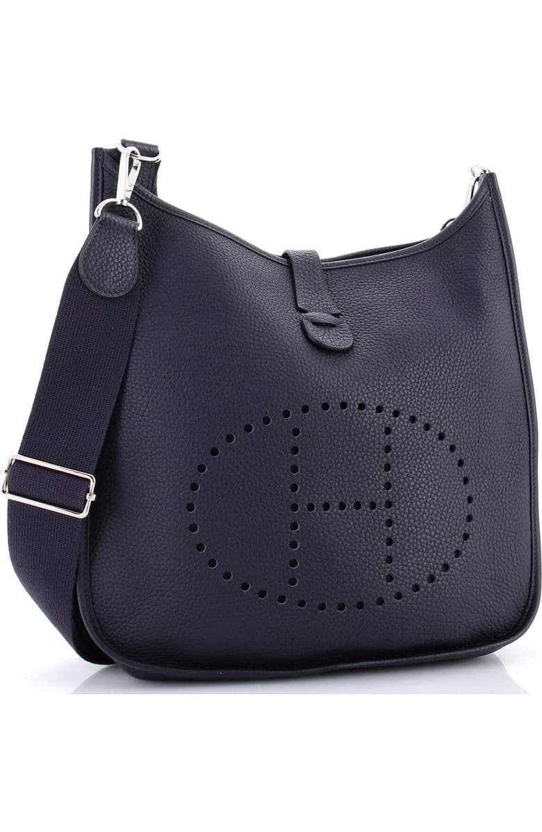 Pre-Owned Hermes Evelyne Bag Gen III Clemence GM, Alternate, color, Bleu Nuit