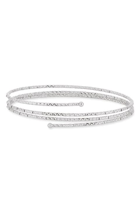 14k Gold Textured Coil Bangle