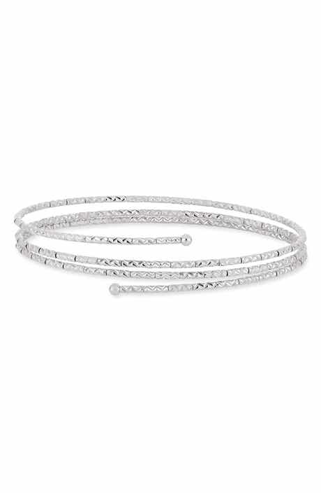 14k Gold Textured Coil Bangle