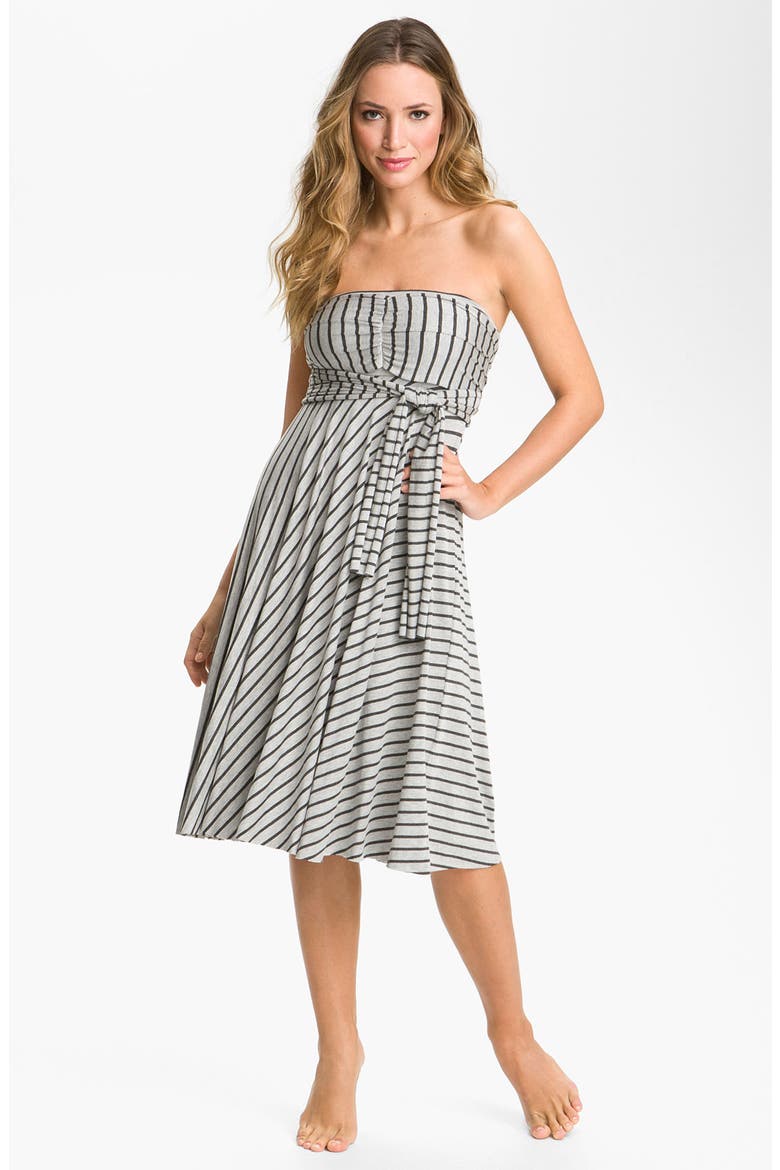 Stripe Convertible Cover-Up Dress, Main, color, GREY/ BLACK STRIPE