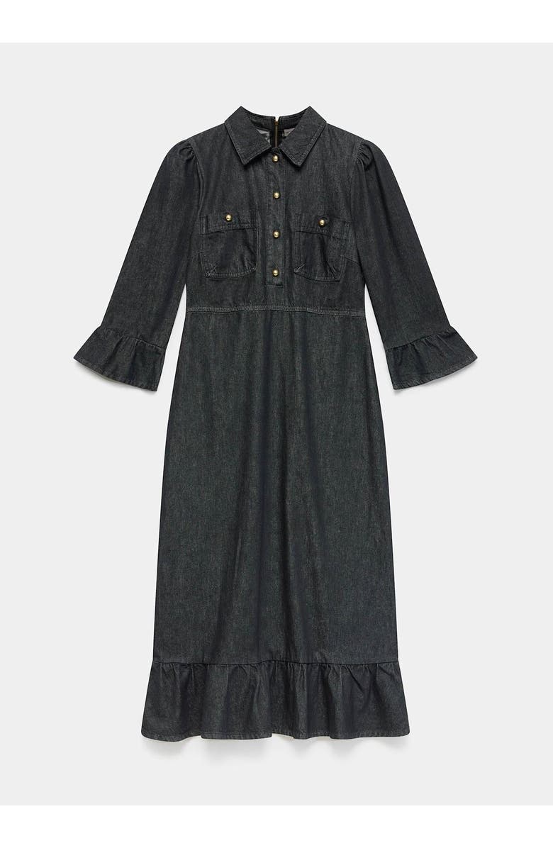 MINT VELVET Denim Belted Midi Shirt Dress, Alternate, color, Black