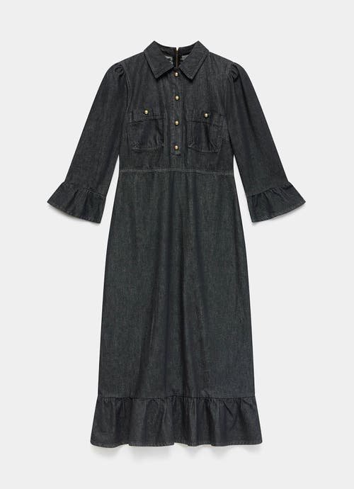 Mint Velvet Denim Belted Midi Shirt Dress In Black