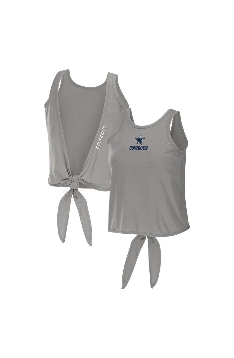 WEAR by Erin Andrews Women's WEAR by Erin Andrews Gray Dallas Cowboys Open Back Twist Tie Tank Top, Main, color, Gray