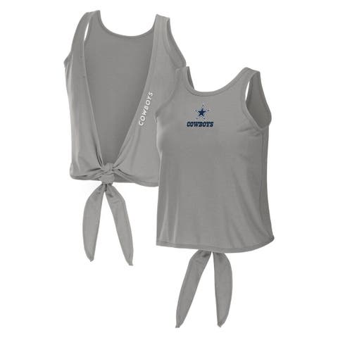 Women's WEAR by Erin Andrews Gray Dallas Cowboys Open Back Twist Tie Tank Top