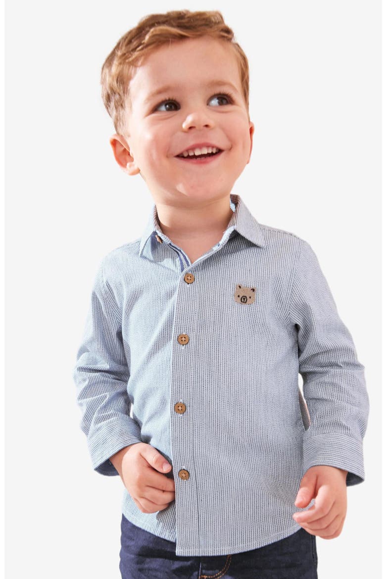 Kids' Stripe Oxford Button-Up Shirt, Alternate, color, GREY