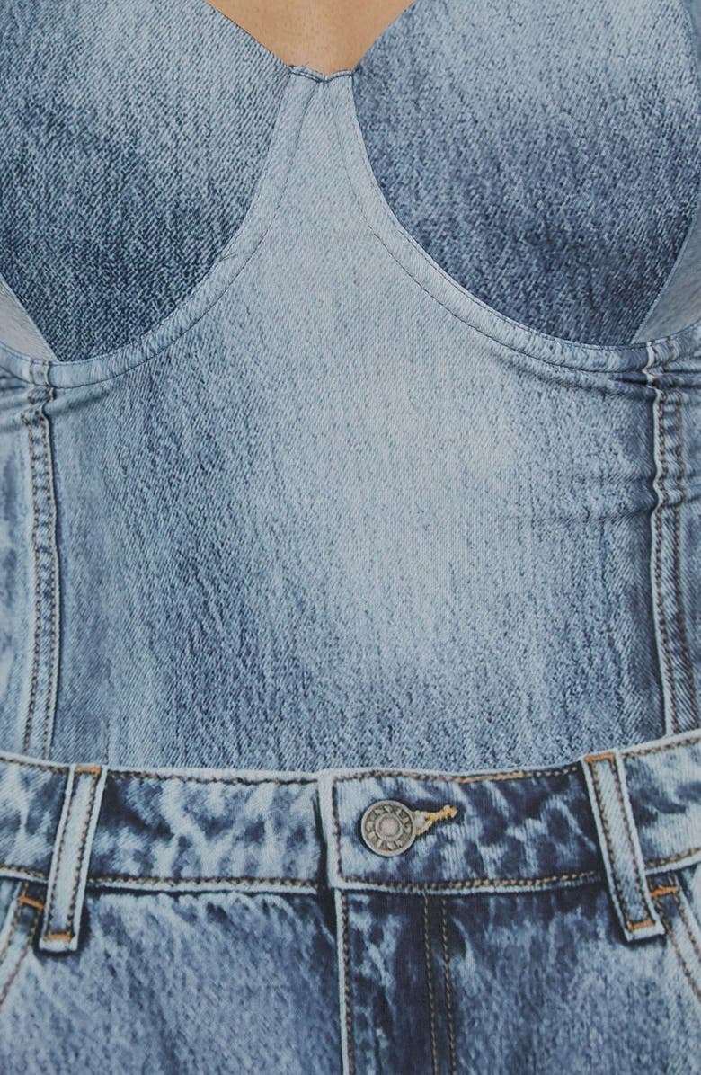 GUESS Go Denim Print One-Piece Swimsuit, Alternate, color,