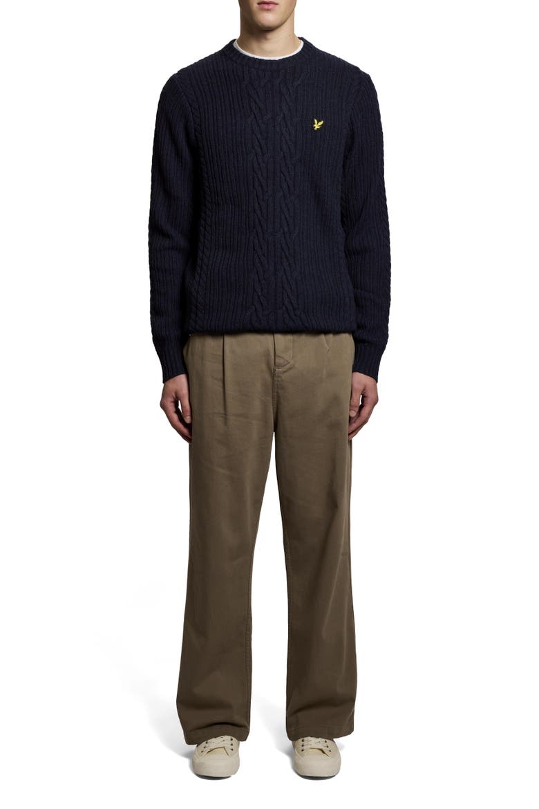 Ribbed Cable Knit Long Sleeve Sweater, Alternate, color, Dark Navy Marl