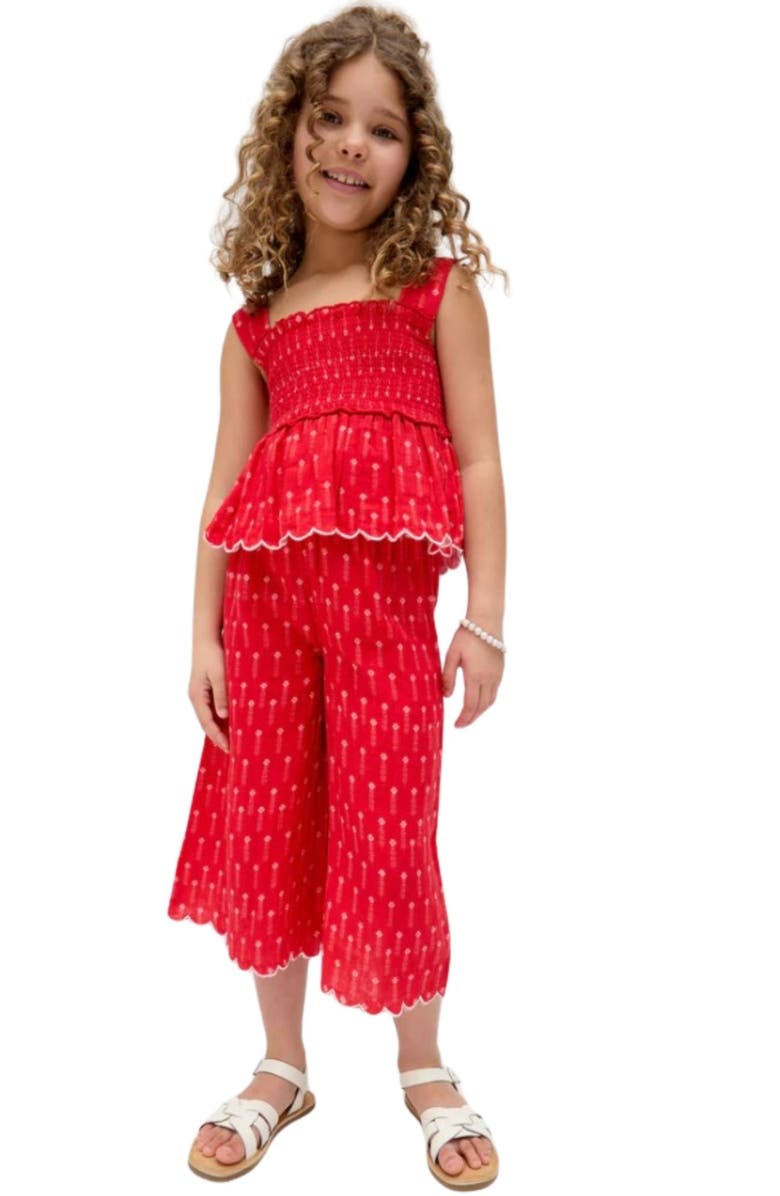 Raffya Kids Sia Shirred Floral Print Co-Ord Set, Main, color, Red