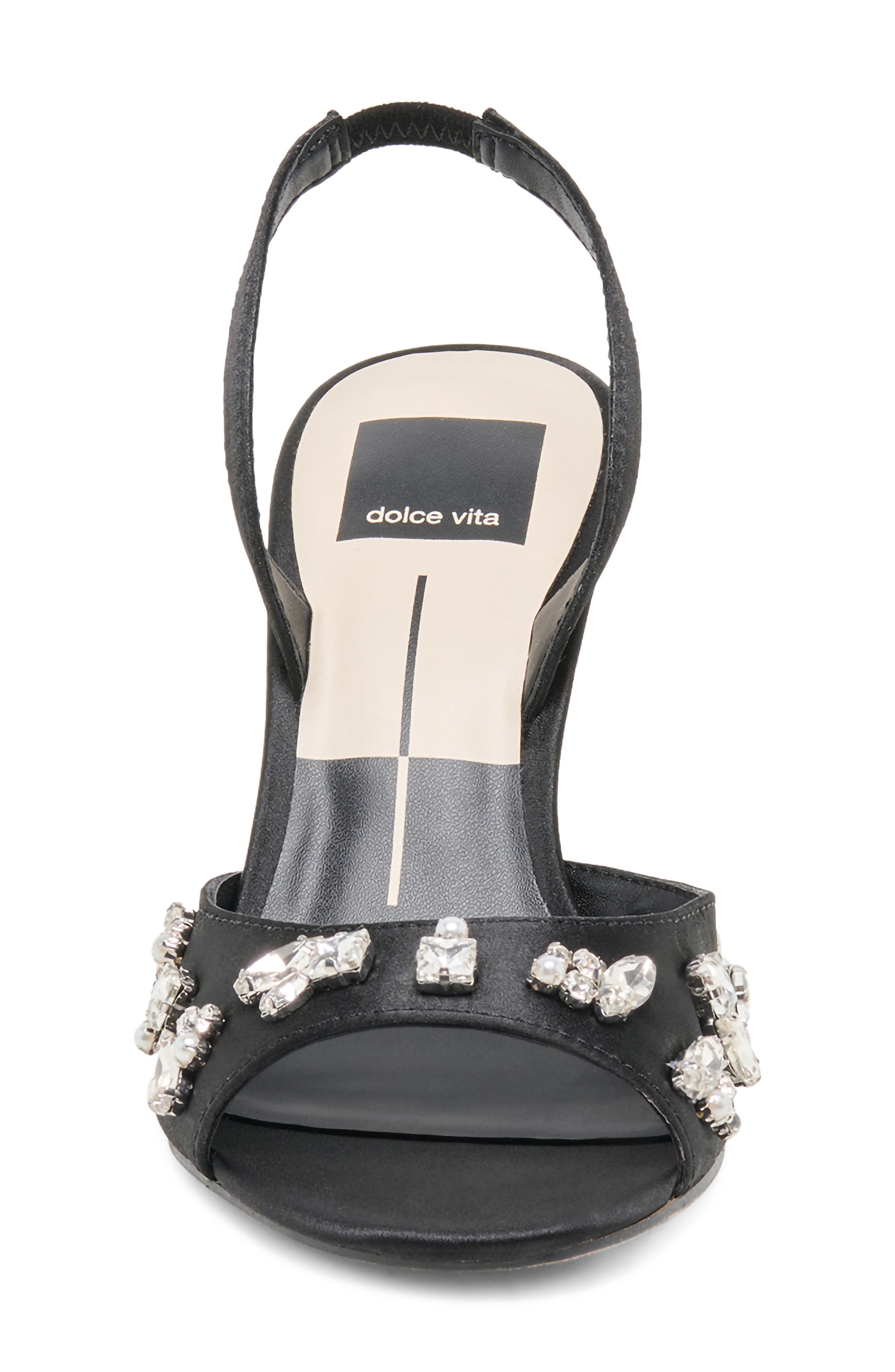 Raily Rhinestone Slingback Sandal, Alternate, color, ONYX SATIN