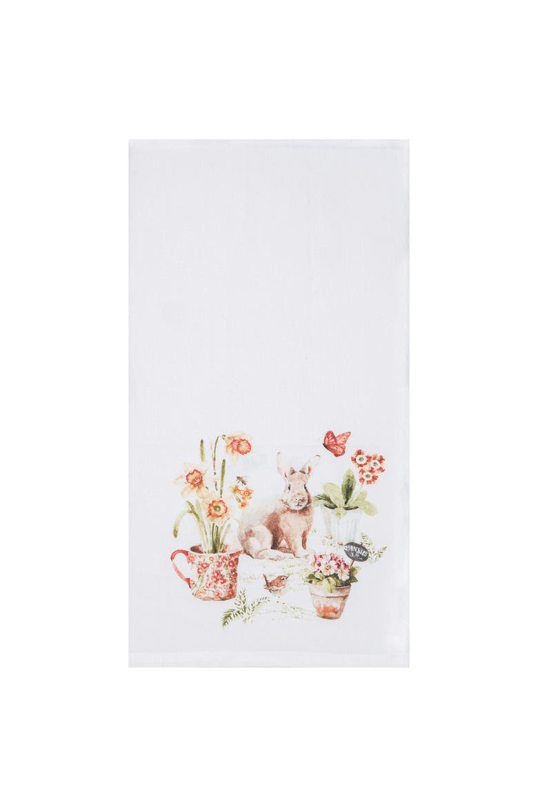 Little Garden Rabbit Bunny Kitchen and Bathroom Graphic Print Hand Towel, Main, color, Red