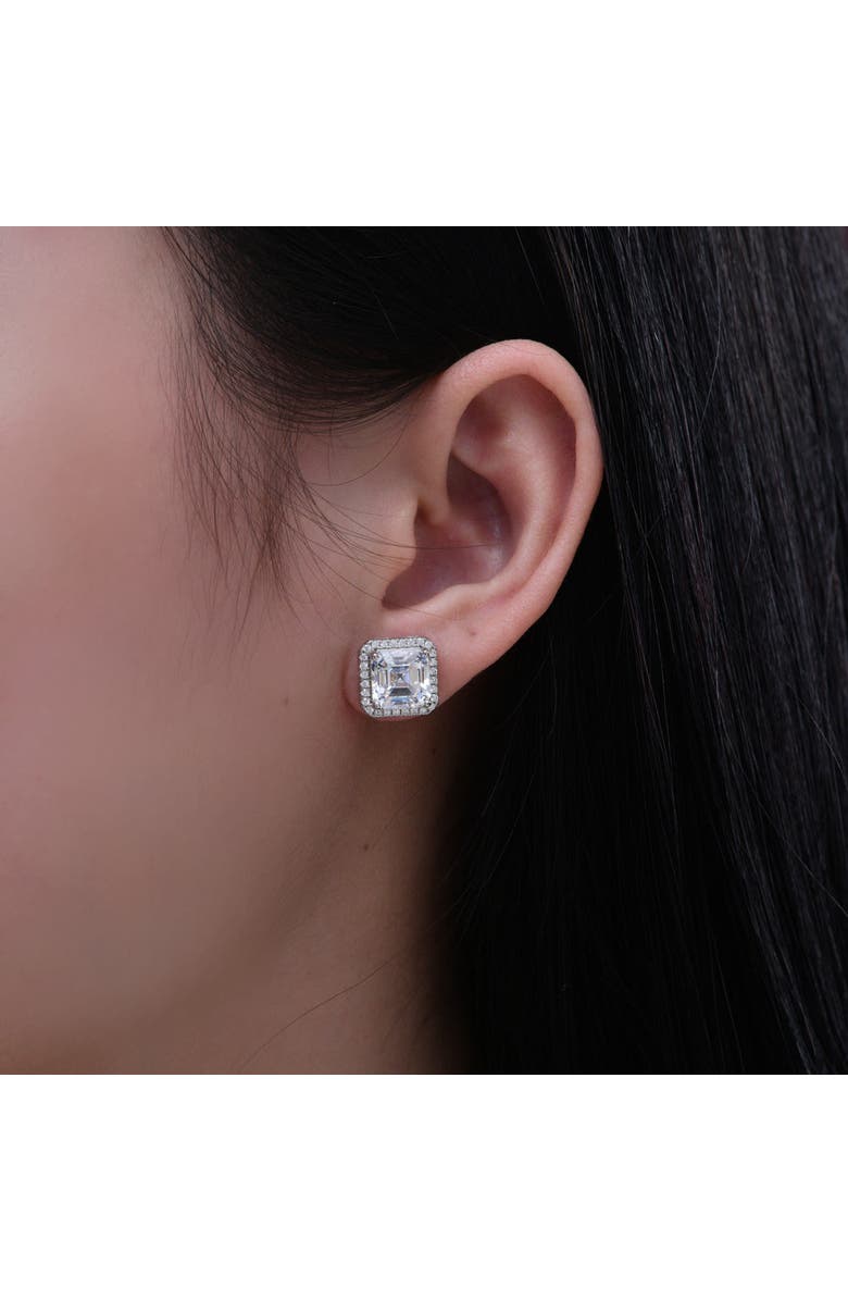 Anna Zuckerman Classic Asscher 3 Carat Diamond Crystalline Halo Studs, Alternate, color, Platinum
