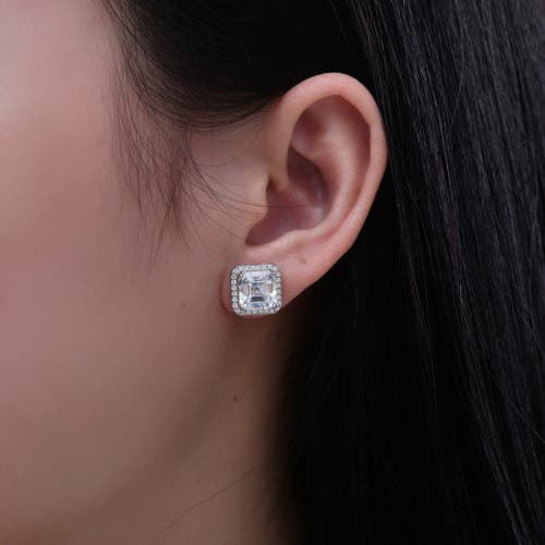 Anna Zuckerman Classic Asscher 3 Carat Diamond Crystalline Halo Studs In Platinum