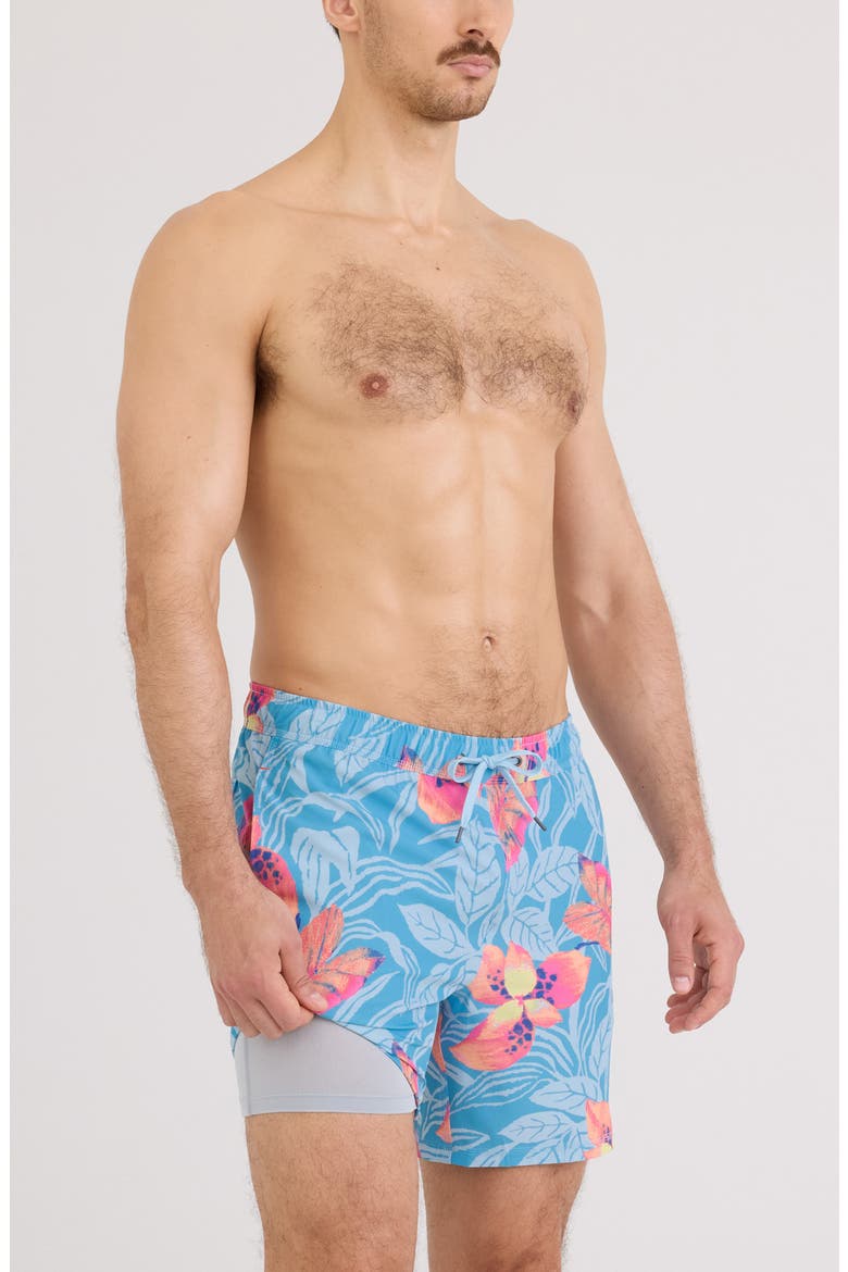 Oh Buoy 2N1 7-Inch Volley Swim Trunks, Alternate, color, NOCTURNAL ORCH-AZURE