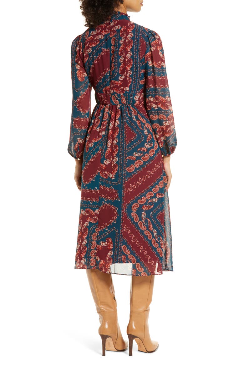 Julia Jordan Long Sleeve Mock Neck Midi Dress, Alternate, color,