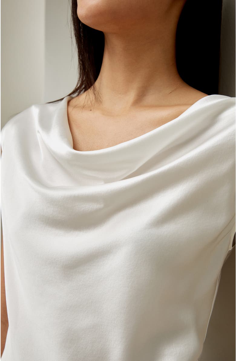 Lilysilk Silk Charmeuse Cowl Neck Top, Alternate, color, Ivory