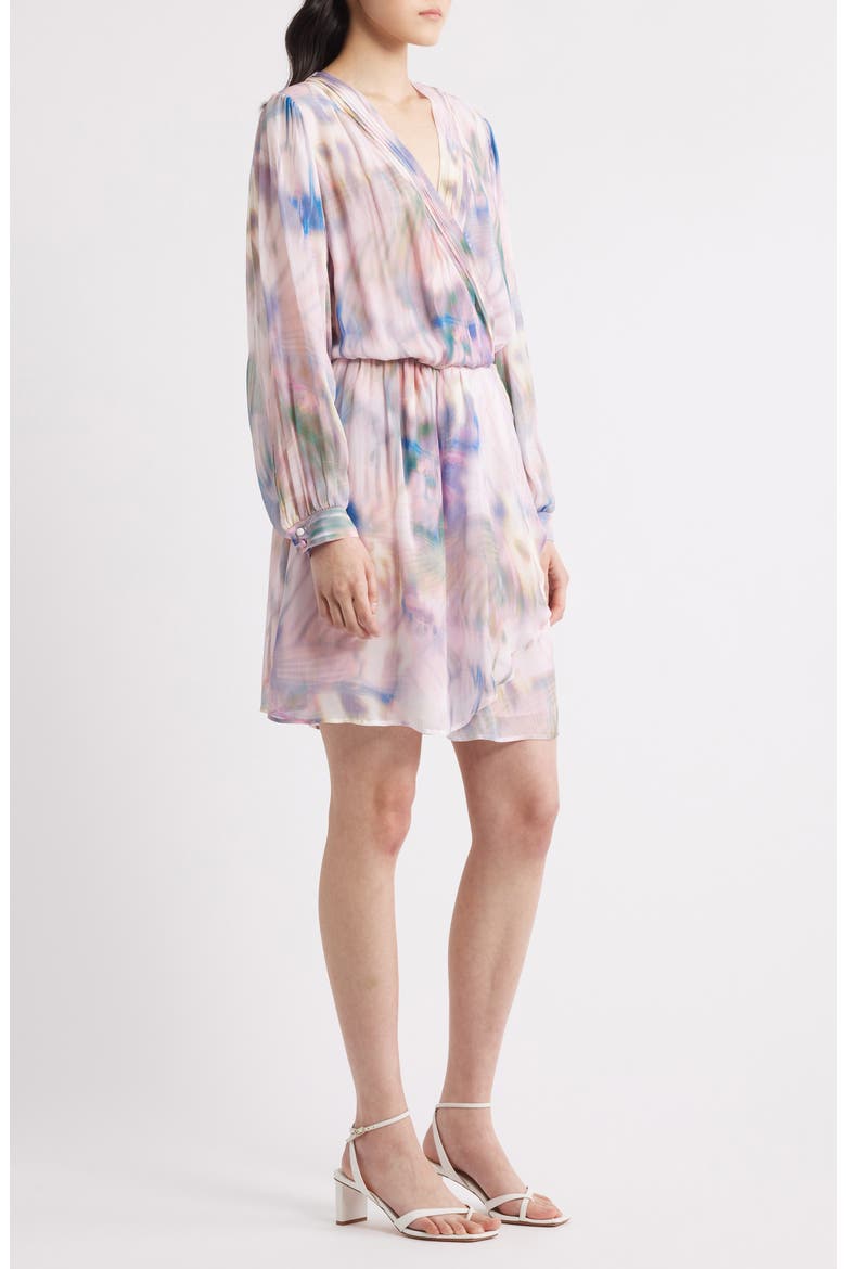 Print Long Sleeve Faux Wrap Dress, Alternate, color, OPEN MISC