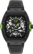 PHILIPP PLEIN The $keleton 2.0 Automatic Leather Strap Watch, 44mm