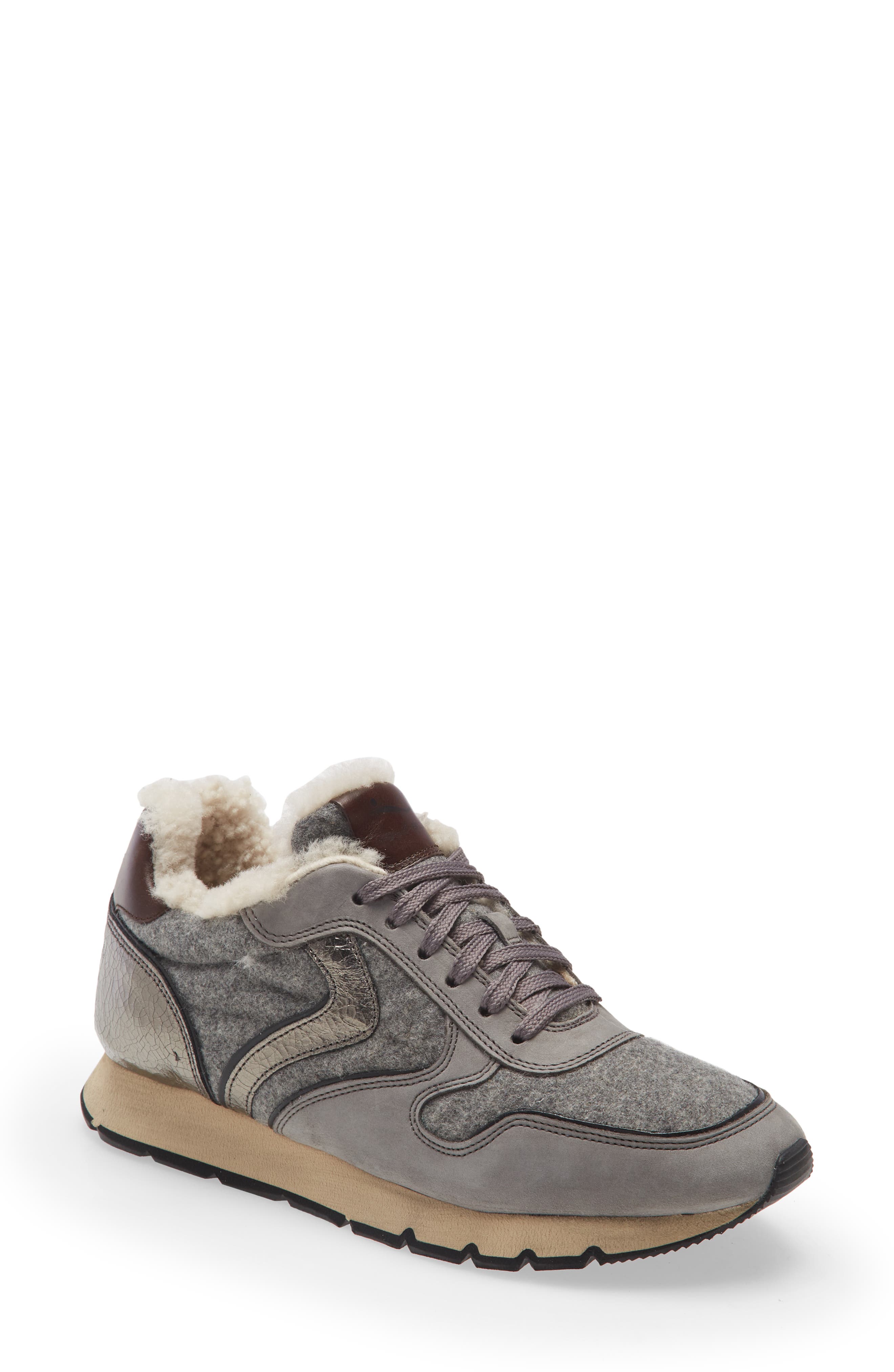 Voile Blanche Julia Genuine Shearling Jogger Sneaker, Main, color, Grigio-Nero