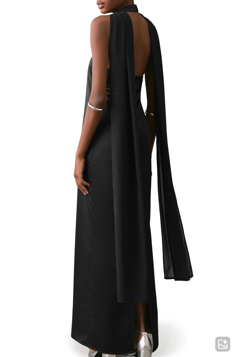 Satin Halter Dress, Alternate, color, BLACK