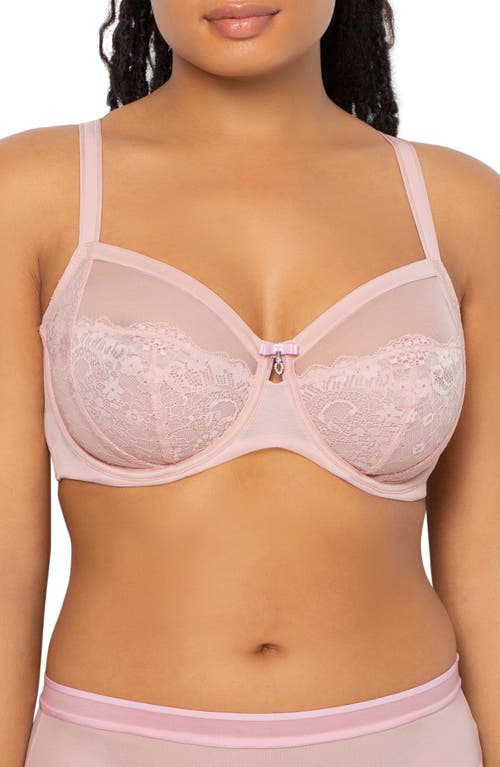 Curvy Couture Luxe Lace Underwire Bra in Blushing Rose at Nordstrom, Size 40Ddd