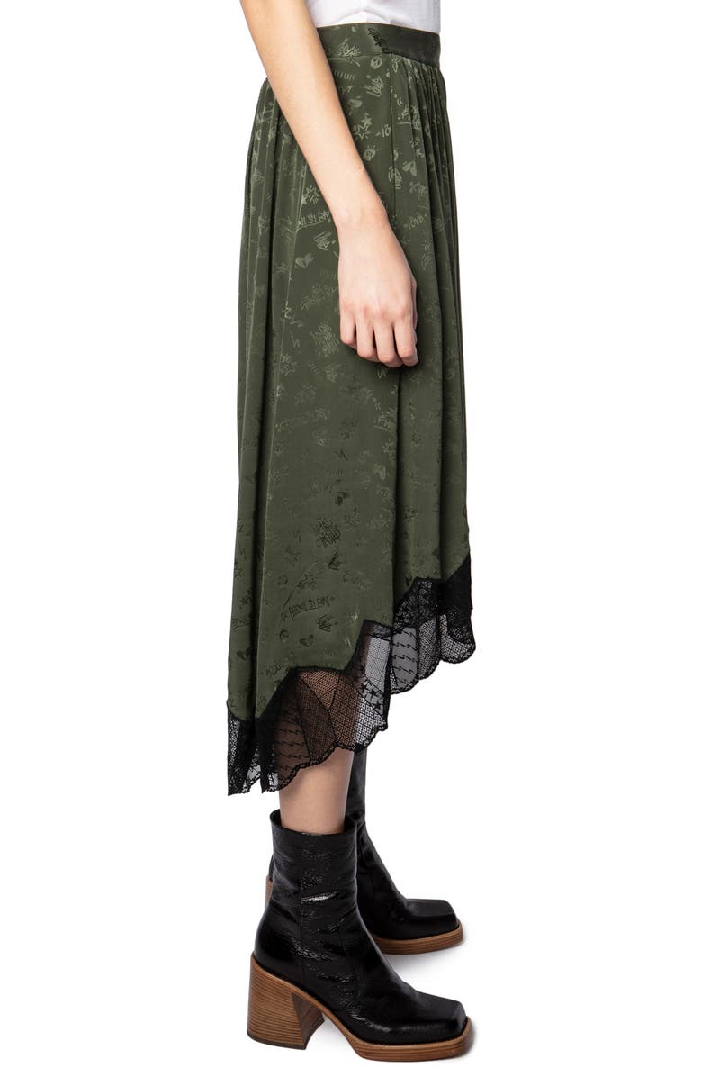 Zadig & Voltaire Joslin Jacquard Silk Lace Hem High/Low Skirt, Alternate, color, 