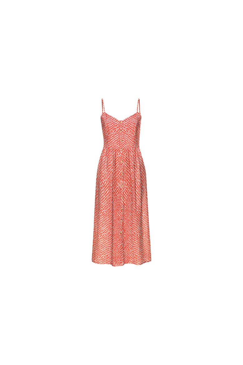 Button Up Panel Dress, Alternate, color, Red Ivory