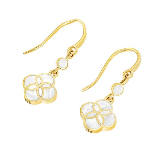 Jan Leslie Petal Gemstone With 18k Gold Overlay Sterling Drop Earring In White