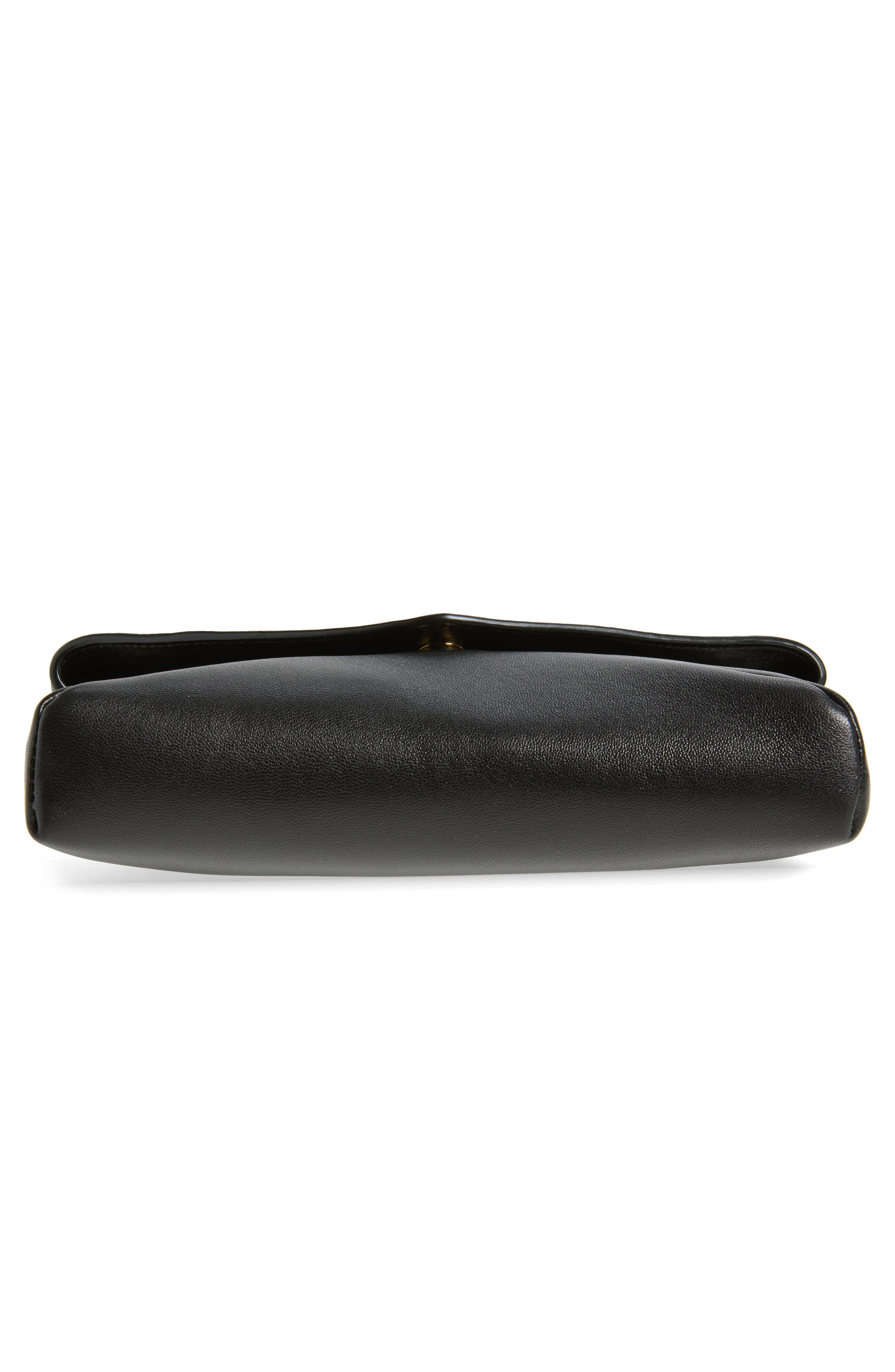 Saint Laurent Small Cassandre Leather Envelope Pouch Clutch, Alternate, color, Black