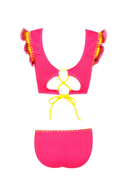 Nessi Byrd Hand-knitted Ruffle & Lacework Detail Two Piece Bikini, Little Kid-big Kid In Multi