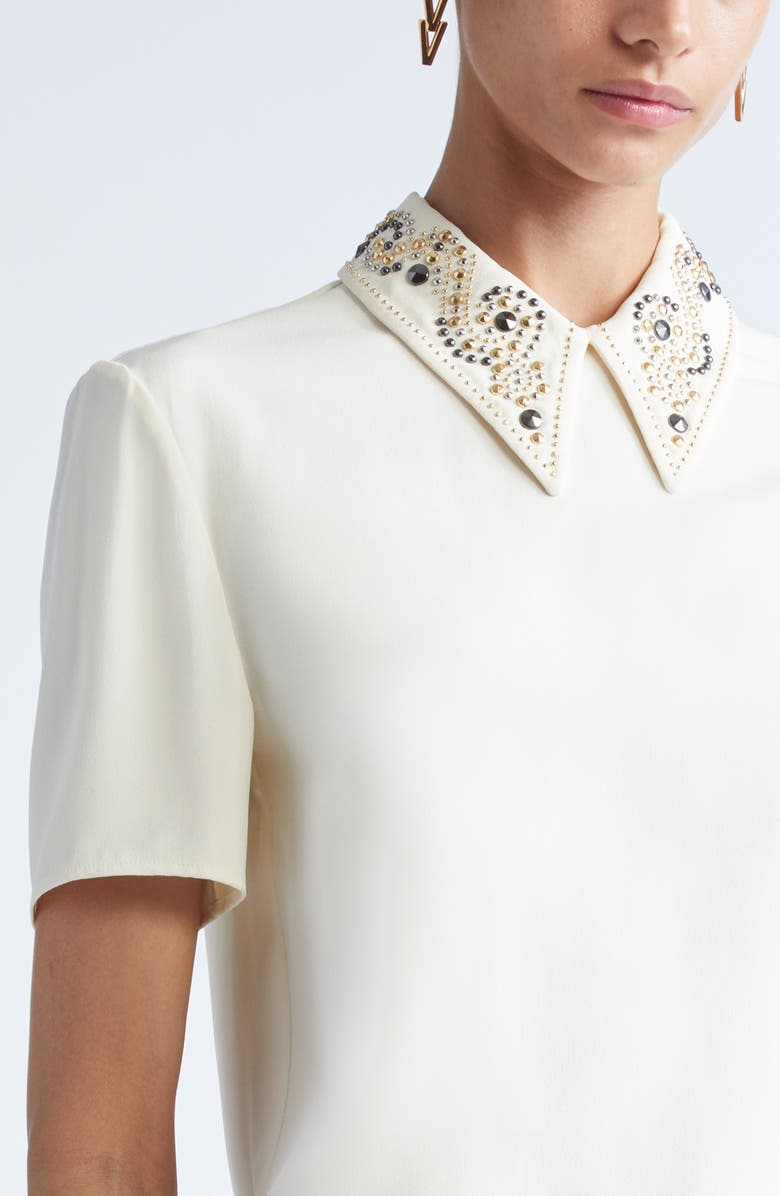 Versace Embellished Collar Shirt, Alternate, color, Ivory