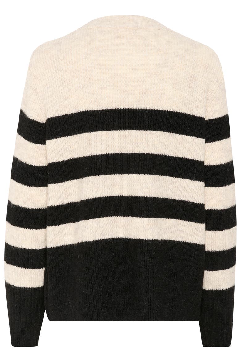 SLSelta Knitted Striped Pullover, Alternate, color, Sandshell w Black stripe