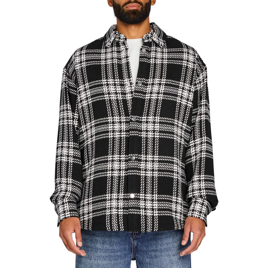 SER.O.YA Dack Relaxed Wool Shacket in Black/white Plaid