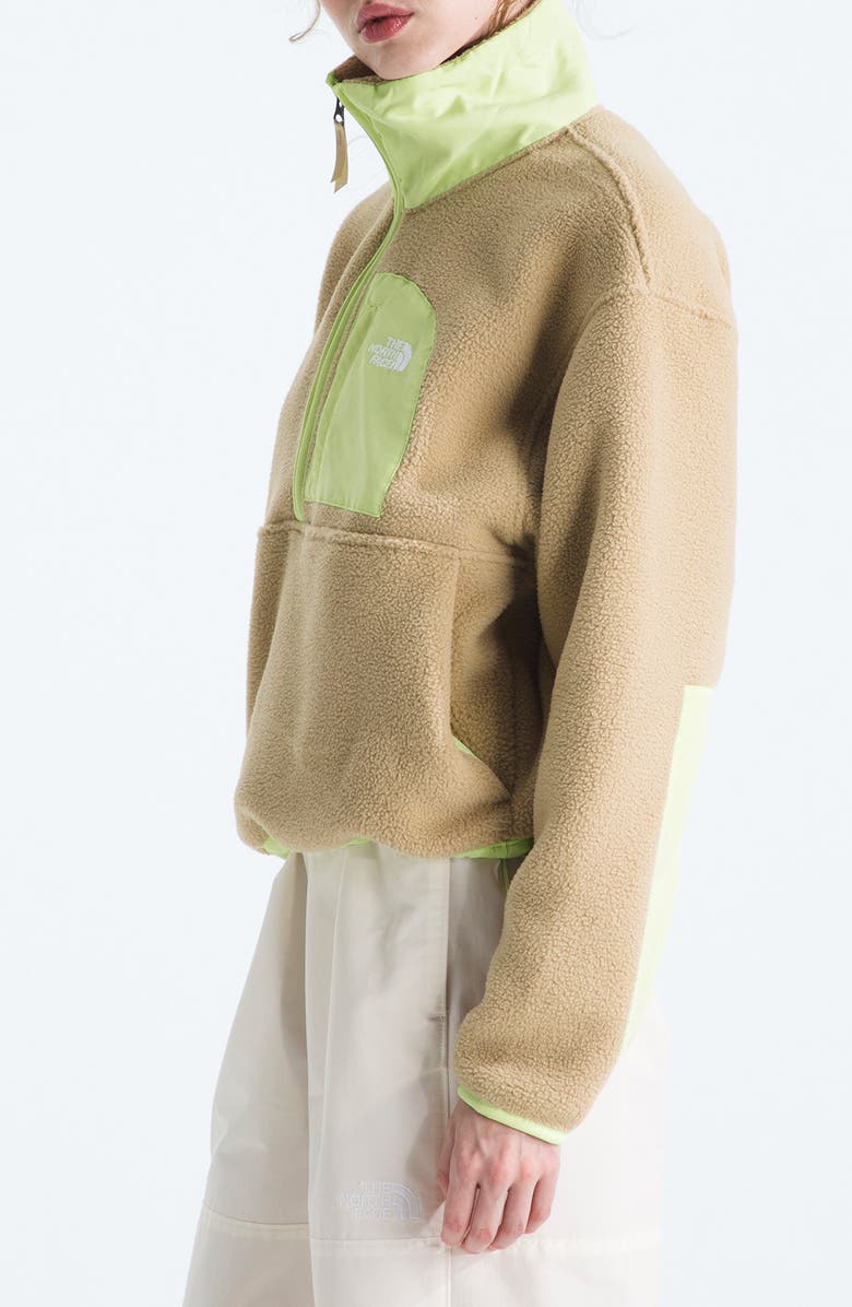 The North Face Yumiori Off Peak Recycled Fleece Pullover, Alternate, color, Khaki Stone/ Astro Lime