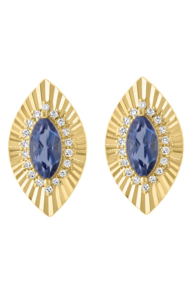EFFY London Blue Topaz & Diamond Stud Earrings - 0.1ct., Alternate, color, 