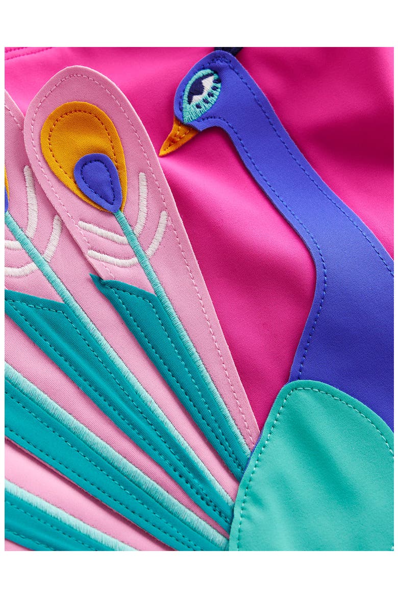 Kids' Appliqué One-Piece Swimsuit, Alternate, color, PEACOCK APPLIQUE