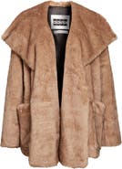 EENK Shawl Collar Faux Fur Jacket with Scarf Detail