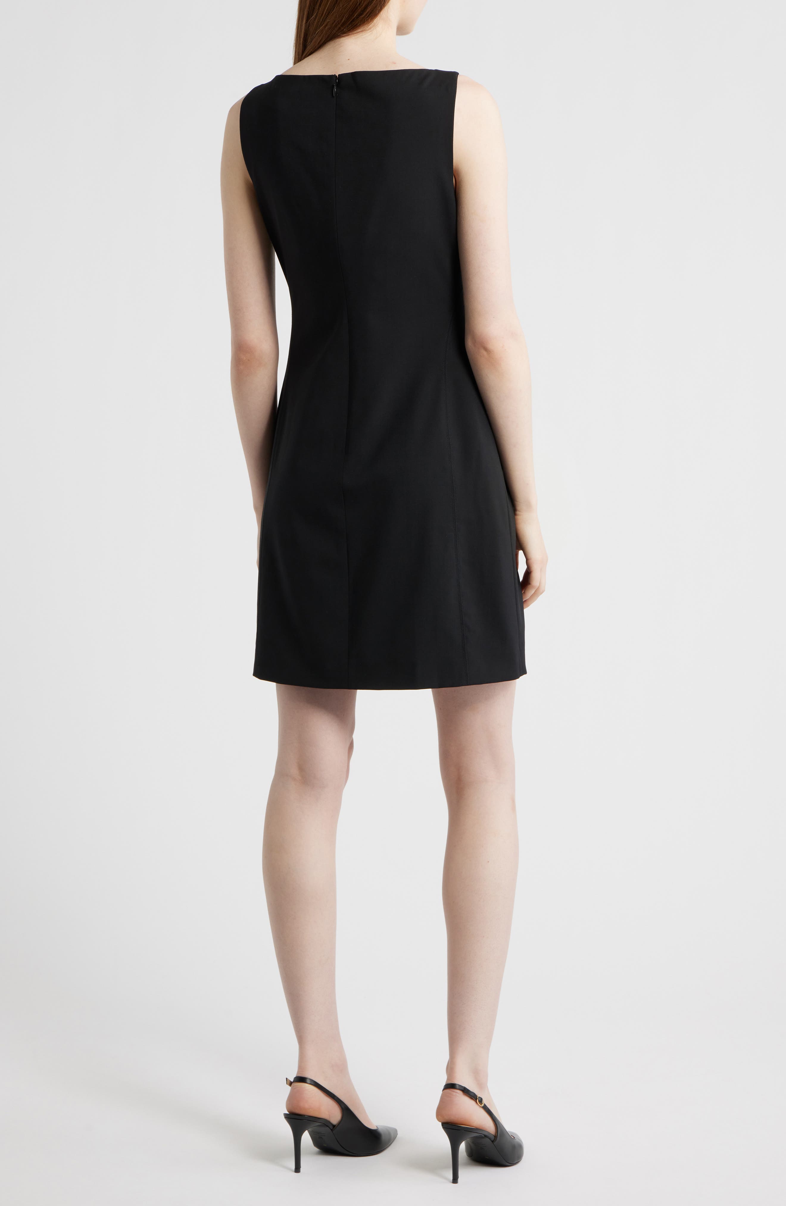 Stretch Wool Boat Neck Minidress - image 2